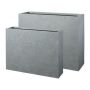 Jardinera rectangular de vidrio KIRIMA, 2 unidades, fibra, gris, 75x19x59cm, 85x27x70cm