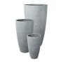 Jardinera redonda KIRIMA, 3 unidades, fibra de vidrio, gris, 34x60cm, 44x80cm, 54x100cm
