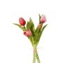Ramo de tulipanes sintéticos LEANA, rosa, fucsia-rosa-blanco, 30cm, Ø20cm