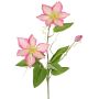 Clematis artificial DORAN, rosa y verde, 75 cm, Ø 11-13 cm