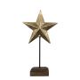 Estrella decorativa DORANA de metal, base de madera, dorada, 19 x 10 x 35 cm