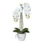 Orquídea Phalaenopsis artificial LARKEN en maceta de cerámica, con raíces, blanca, 45 cm