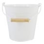 Cubo de zinc MAUREA con asa de madera de haya, blanco, 19 cm, Ø 20 cm