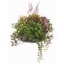 Arreglo floral artificial de lavanda y impatiens DANFIR, menta, trébol, helecho, blanco-lila-verde, 50cm, Ø32cm