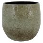 Maceta vintage de cerámica OXYON con rayas, moteada, verde, 36cm, Ø39cm