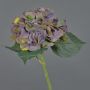 Flor artificial de hortensia FUXIANG, lila oscuro-amarillo-verde, 50 cm, Ø 16 cm