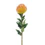 Flor artificial «Almohadilla de alfileres Protea» XIFANG, naranja-amarillo, 75 cm, Ø 10 cm