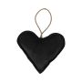 Colgante decorativo en forma de corazón EYRUN de terciopelo, cordón para colgar, negro, Ø 16 cm