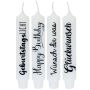 Vela cilíndrica con mensaje «KELANI», «Deseos», 4 velas, 4 mensajes, multicolor, 16,5 cm, Ø 2,8 cm, 6 h
