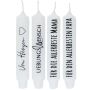 Vela cilíndrica con mensaje «KELANI», «Cordialidad», 4 velas, 4 mensajes, multicolor, 16,5 cm, Ø 2,8 cm, 6 h