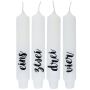 Vela cilíndrica con mensaje «KELANI», Adviento, 4 velas, 4 mensajes, multicolor, 16,5 cm, Ø 2,8 cm, 6 h