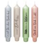 Vela cilíndrica con mensaje KELANI, «Elogio», 4 velas, 4 mensajes, multicolor, 16,5 cm, Ø 2,8 cm, 6 h