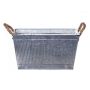 Jardinera rectangular BIMETO con asas, ranuras, zinc, plateada, 24 x 14 x 13 cm