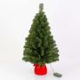 Árbol de Navidad artificial WARSCHAU, saco de yute rojo, luces LED, 90 cm, Ø 50 cm