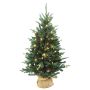 Árbol de Navidad artificial HANKO, con luces LED, en saco de yute, 120cm, Ø75cm