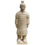 Figura de jardín «Guerrero samurái» LILORA de terracota, hecha a mano, patinada, beige, 33 x 26 x 95 cm