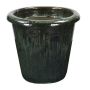Maceta de terracota ELVORN, esmaltada, degradado de color, verde jade, 52 cm, Ø 55 cm