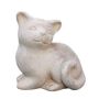 Figura de animal «Gato SERIVA» de terracota, sentado, hecha a mano, patinada, beige, 16 x 12 x 18 cm