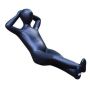 Figura de jardín «VUNKY» (hombre) de terrazo reforzado con fibra, negro, 80 x 47 x 45 cm