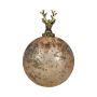 Bola de Navidad NUMI de cristal, con ciervo, dorado antiguo, Ø 12 cm