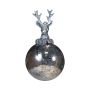 Bola de Navidad NUMI de cristal, ciervo, plata envejecida, Ø 8 cm