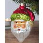 Adorno de cristal de la cabeza de Santa Claus, verde-rojo, 10x6x5cm