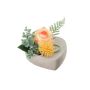Arreglo floral artificial con rosa y allium EIVOR, maceta decorativa, amarillo-salmón, 12 cm, Ø 17 cm