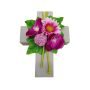 Arreglo floral artificial con gerbera, orquídea, Allium ANSGAR y cruz para plantas, rosa-fucsia, 20 x 15 x 9 cm