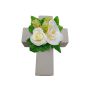 Arreglo decorativo con rosas, orquídeas y lúpulo ARIADNA, cruz con plantas, blanco, 20 x 15 x 9 cm