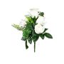 Arreglo floral decorativo: rosa, ranúnculo, allium HOKUNA, varilla, color crema, 27 cm, Ø 20 cm