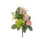Arreglo floral decorativo con rosas, ranúnculos y allium HOKUNA, varilla, rosa-amarillo, 27 cm, Ø 20 cm