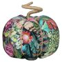 Calabaza decorativa AKUNA de algodón, hecha a mano, con motivo de pavo real, multicolor, Ø 23 cm