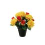 Arreglo floral artificial con crisantemo y rosa YESHE, maceta decorativa, amarillo-naranja, 28cm, Ø22cm