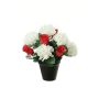 Arreglo floral artificial con crisantemo y rosa YESHE, maceta decorativa, crema-rojo, 28cm, Ø22cm