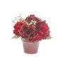 Arreglo floral artificial con hortensia y bayas SUKI, maceta decorativa, rojo y dorado, 25 cm, Ø 25 cm