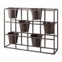 Separador de ambientes con plantas UTOPIA de metal con 6 macetas, marrón, 65x17x52cm