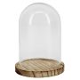 Cubeta de cristal DANILLA con base de madera marmolada, transparente, 13 cm, Ø 9,5 cm