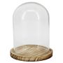 Campana de cristal DANILLA con base, madera marmolada, transparente, 14,5cm, Ø11,5cm