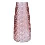Jarrón de cristal AMALFRIED con diseño de rombos, rosa antiguo, 21 cm, Ø 10 cm
