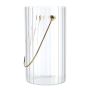 Jarrón BLANDINA con asa, de cristal, estriado, transparente con detalles dorados, 18 cm, Ø 10 cm