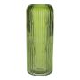 Jarrón ALBURGIS con estrías, cristal, verde-transparente, 25 cm, Ø 10 cm