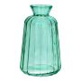 Botella decorativa de cristal TATIANA con estrías, turquesa-transparente, 11 cm, Ø 6,5 cm