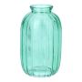 Botella decorativa SILVINA de cristal, estriada, turquesa transparente, 12 cm, Ø 7 cm