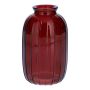Botella decorativa SILVINA de cristal, estriada, rojo burdeos-transparente, 12 cm, Ø 7 cm