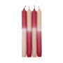 Velas de palo Dip Dye LISSITA, 4 unidades, frambuesa-crema, 25cm, Ø2,3cm, 11h
