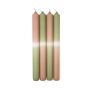 Velas de palo Dip Dye LISSITA, 4 unidades, verde claro-salmón, 25cm, Ø2,3cm, 11h