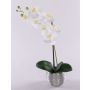 Flor artificial, orquídea Phalaenopsis EMILIA, maceta decorativa, blanca, 45 cm