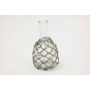 Jarrón / botella de vidrio KAYRA con macramé, transparente, 15,5cm, Ø8cm