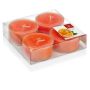 Juego de 4 velas de té maxi / velas aromáticas ASTRID, naranja, 1,9 cm, Ø5,7 cm, 8 h