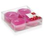 Juego de 4 velas de té maxi / velas aromáticas ASTRID, rosa, 1,9cm, Ø5,7cm, 8h